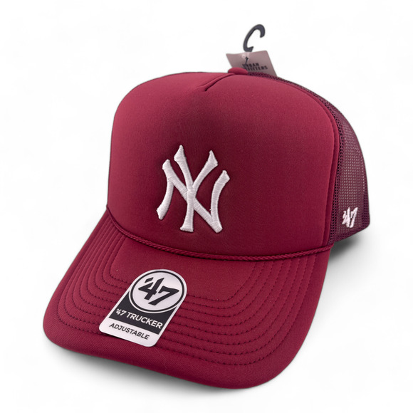 '47 Brand UO New York Yankees Maroon Trucker Snapback Baseball Rope Hat Cap - Picture 1 of 4